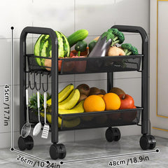 1pc Small Cart Movable Storage Rack Floor standing Fruit And Vegetable Basket