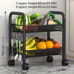 1pc Small Cart Movable Storage Rack Floor standing Fruit And Vegetable Basket