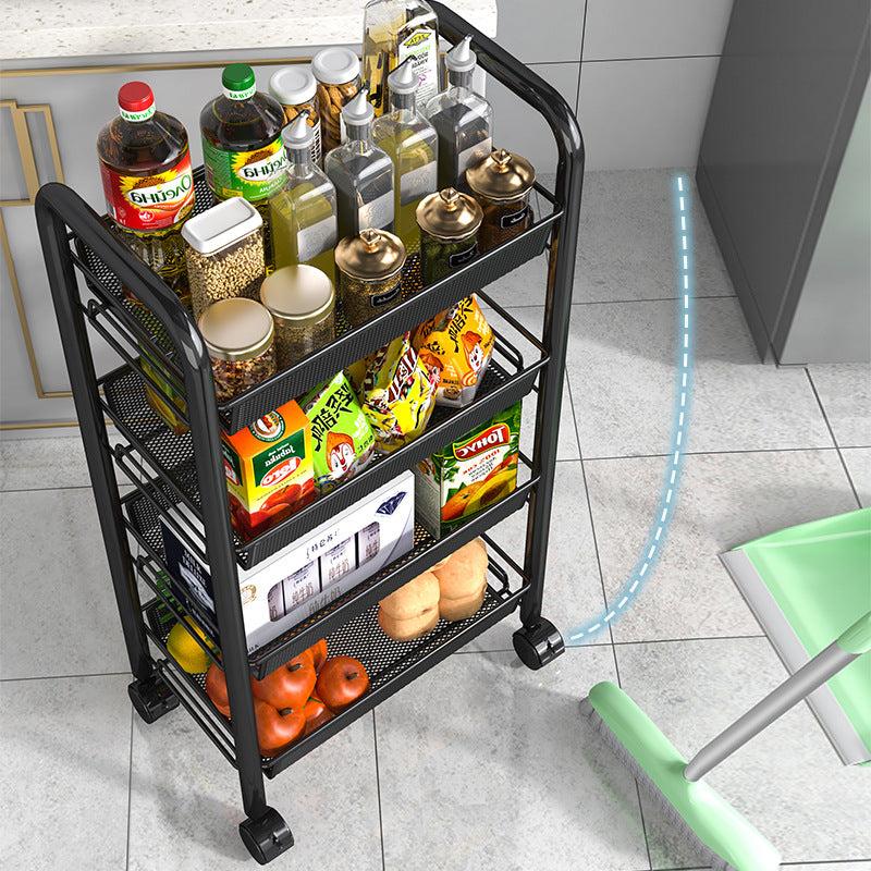 1pc Small Cart Movable Storage Rack Floor standing Fruit And Vegetable Basket
