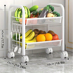 1pc Small Cart Movable Storage Rack Floor standing Fruit And Vegetable Basket