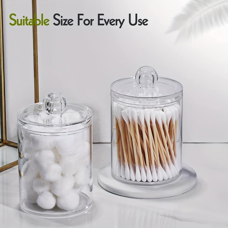 4 Pack Qtip Holder Dispenser Clear Plastic Apothecary Jar Set For Bathroom