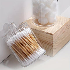 4 Pack Qtip Holder Dispenser Clear Plastic Apothecary Jar Set For Bathroom