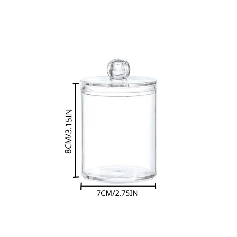 4 Pack Qtip Holder Dispenser Clear Plastic Apothecary Jar Set For Bathroom
