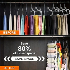 3pcs Pants Hanger 6 Tier Space Saving Trouser Hanger Skirt Hangers With Clips