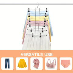 3pcs Pants Hanger 6 Tier Space Saving Trouser Hanger Skirt Hangers With Clips