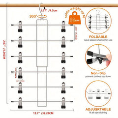 3pcs Pants Hanger 6 Tier Space Saving Trouser Hanger Skirt Hangers With Clips