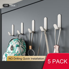 5 Pack Adhesive Hooks Aluminum Alloy Self Adhesive Robe Coat Hook