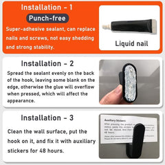 5 Pack Adhesive Hooks Aluminum Alloy Self Adhesive Robe Coat Hook