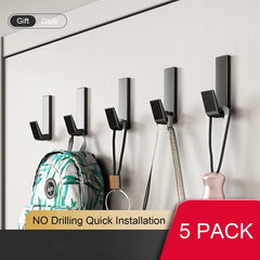 5 Pack Adhesive Hooks Aluminum Alloy Self Adhesive Robe Coat Hook