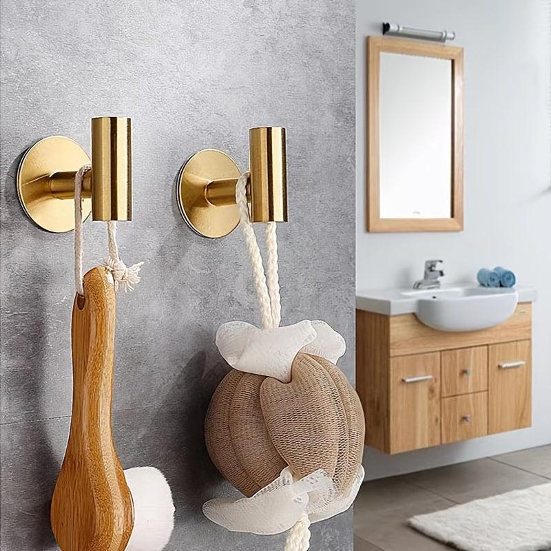 2pcs Adhesive Towel Hooks Stainless Steel Heavy Duty Waterproof Hooks