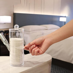 Clear Cotton Pad Storage Holder with Groove for Makeup Puffs and Swabs