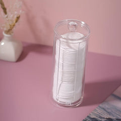 Clear Cotton Pad Storage Holder with Groove for Makeup Puffs and Swabs
