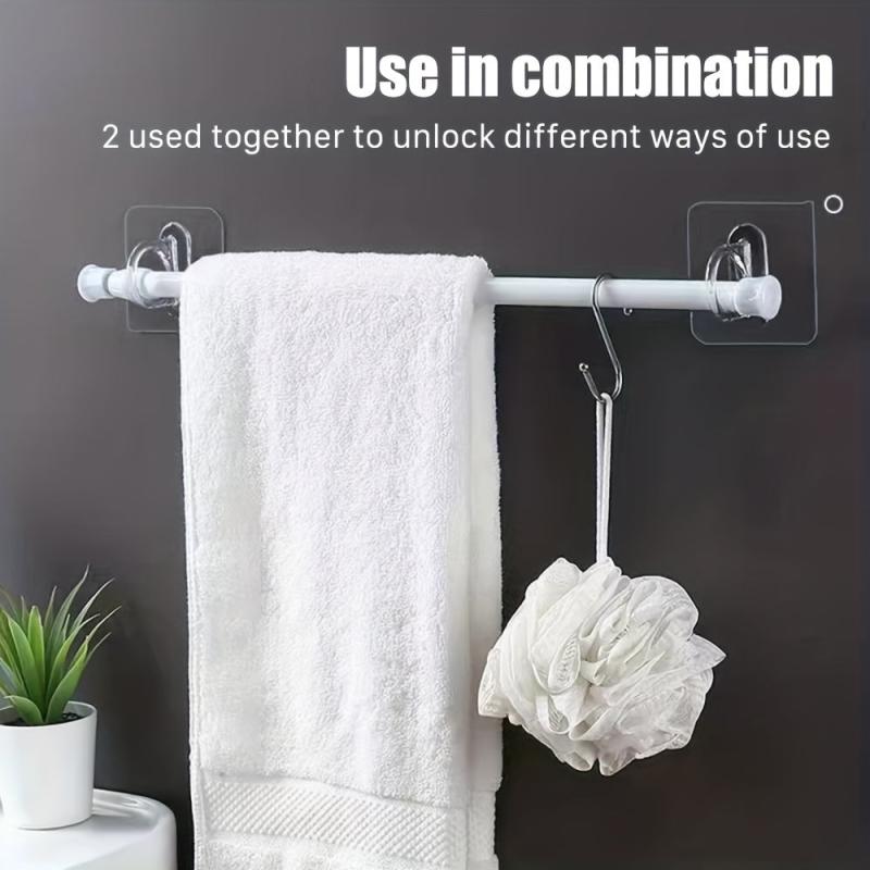 10pcs Self Adhesive Curtain Rod Holder Punch-Free Bracket High Load Bearing