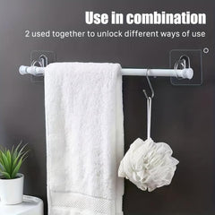 10pcs Self Adhesive Curtain Rod Holder Punch-Free Bracket High Load Bearing