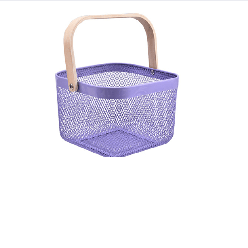 Metal Storage Basket Portable with Handle for Toys Snacks Fruit Vegetables