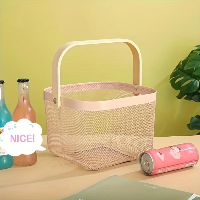 Metal Storage Basket Portable with Handle for Toys Snacks Fruit Vegetables