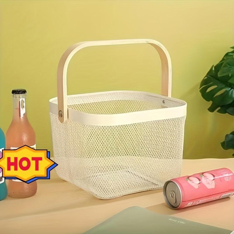 Metal Storage Basket Portable with Handle for Toys Snacks Fruit Vegetables