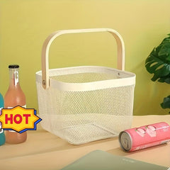 Metal Storage Basket Portable with Handle for Toys Snacks Fruit Vegetables