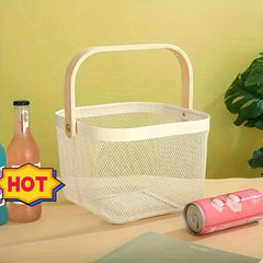 Metal Storage Basket Portable with Handle for Toys Snacks Fruit Vegetables