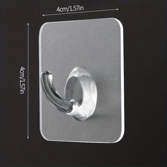 Plastic Transparent Self Adhesive Hook Punch for Room Wall Door Cabinet
