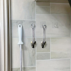 Plastic Transparent Self Adhesive Hook Punch for Room Wall Door Cabinet