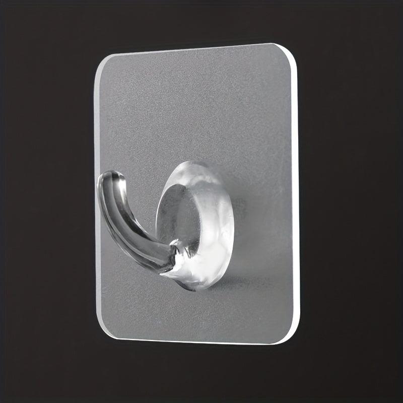 Plastic Transparent Self Adhesive Hook Punch for Room Wall Door Cabinet