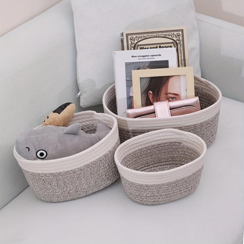 Large Woven Basket Storage Organizer for Snacks Toys Clothes