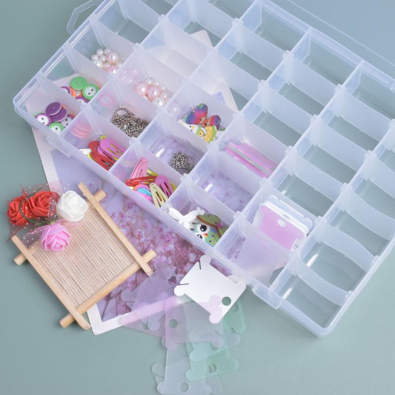 Large 36 Grids Craft Storage Box Adjustable with Lid