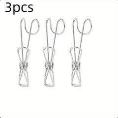 6pcs Stainless Steel Clip Hook Kitchen Bathroom Towel Hanging Hook