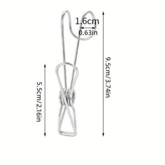 6pcs Stainless Steel Clip Hook Kitchen Bathroom Towel Hanging Hook