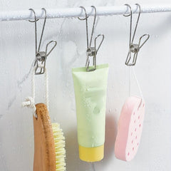 6pcs Stainless Steel Clip Hook Kitchen Bathroom Towel Hanging Hook