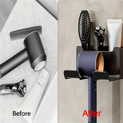 Wall Mounted Hair Dryer Rack Self Adhesive Blow Dryer Holder For Bathroom