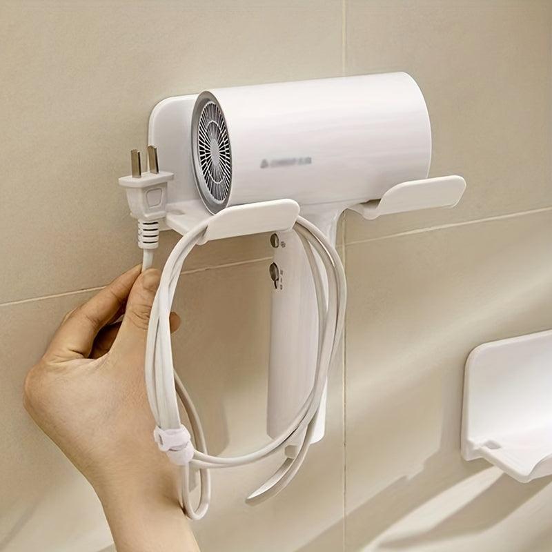 Wall Mounted Hair Dryer Rack Self Adhesive Blow Dryer Holder For Bathroom
