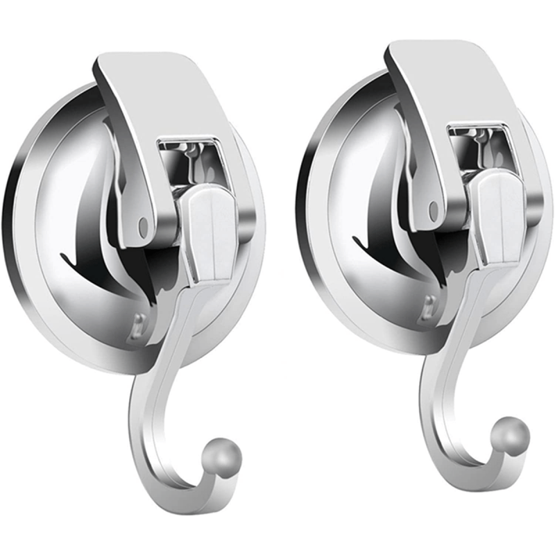 2 Heavy Duty Suction Cup Hooks for Bathroom Towel Organization