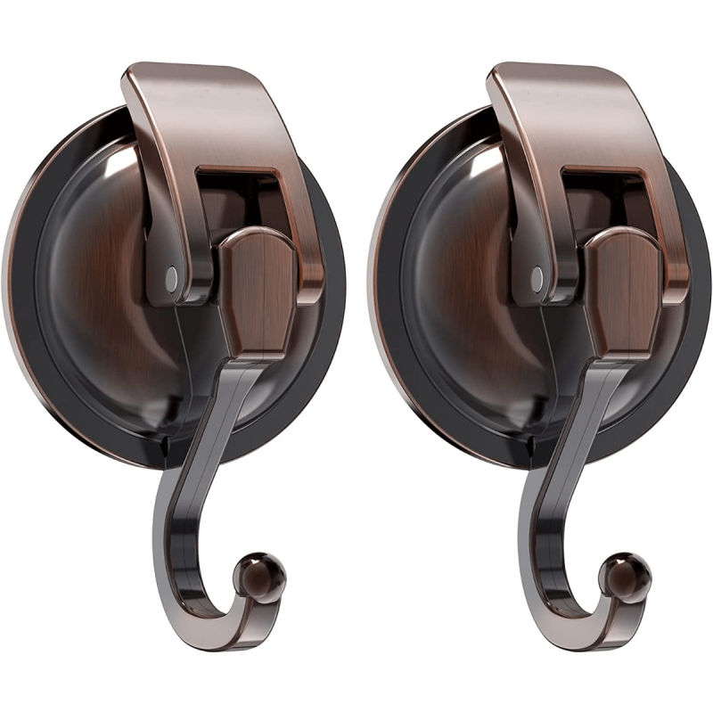 2 Heavy Duty Suction Cup Hooks for Bathroom Towel Organization