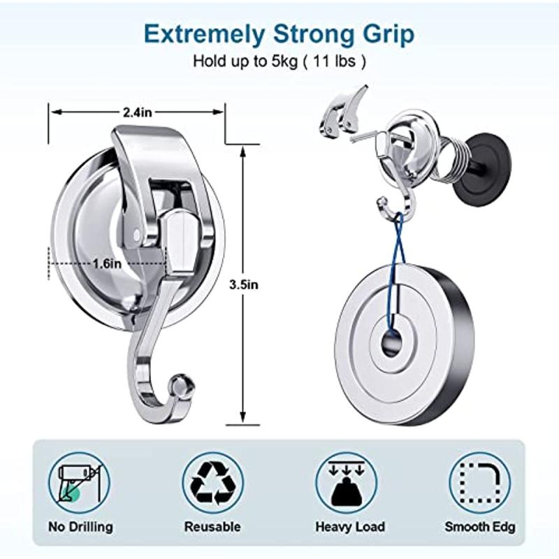 2 Heavy Duty Suction Cup Hooks for Bathroom Towel Organization