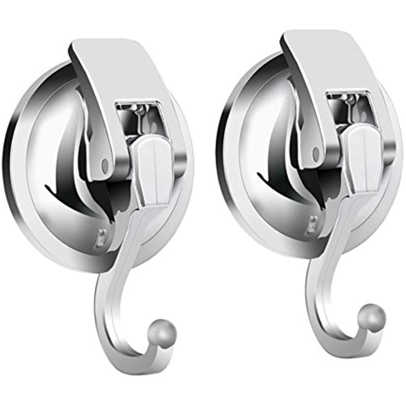 2 Heavy Duty Suction Cup Hooks for Bathroom Towel Organization