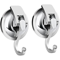 2 Heavy Duty Suction Cup Hooks for Bathroom Towel Organization