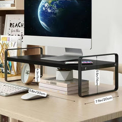 Monitor Stand Riser w/ Storage & Media Slot - Maximize Desk Space