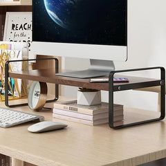 Monitor Stand Riser w/ Storage & Media Slot - Maximize Desk Space