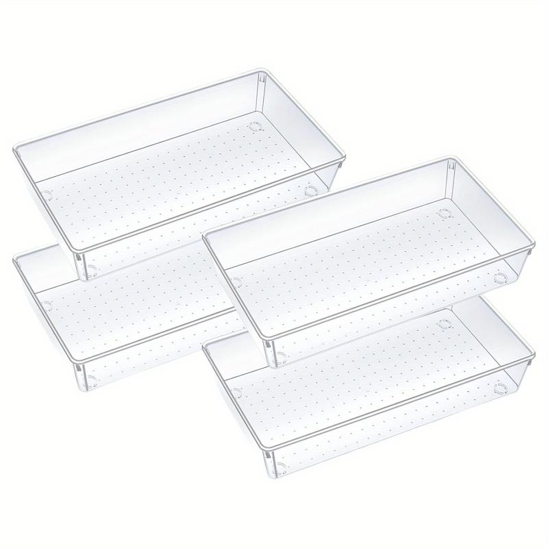 6 Pack Clear Plastic Drawer Organizers Stackable Bathroom Storage Bins