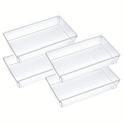 6 Pack Clear Plastic Drawer Organizers Stackable Bathroom Storage Bins