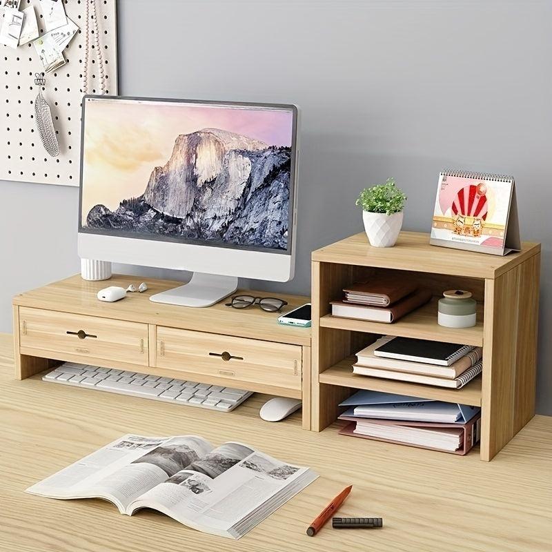 Computer Heightening Rack Double Layer Storage Shelves With Drawer