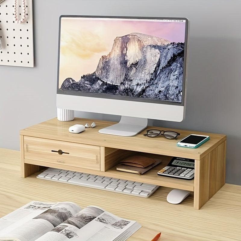 Computer Heightening Rack Double Layer Storage Shelves With Drawer