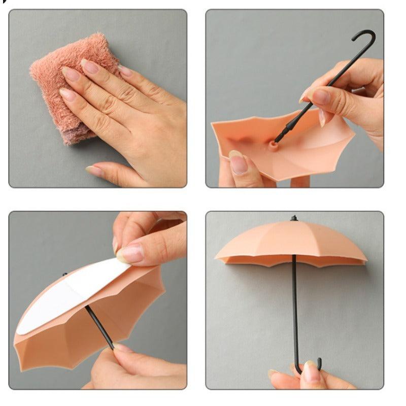 3pcs Umbrella Shape Wall Hook Multifunctional Adhesive Hanging Hook