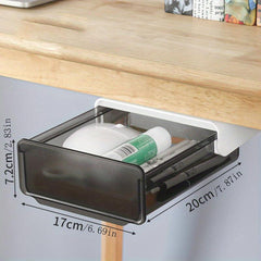 Under Desk Drawer Organizer Self Adhesive Slide Out Hidden Storage Box
