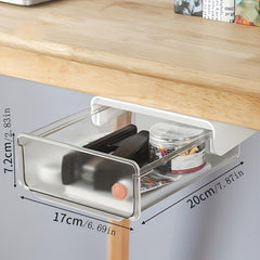 Under Desk Drawer Organizer Self Adhesive Slide Out Hidden Storage Box
