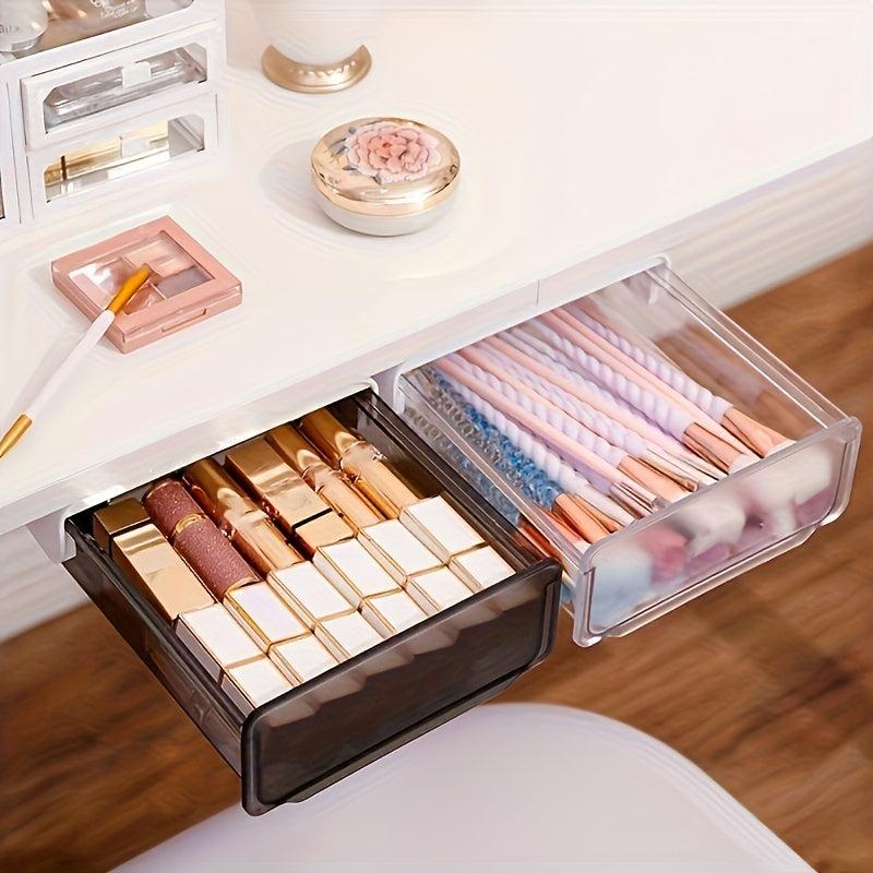 Under Desk Drawer Organizer Self Adhesive Slide Out Hidden Storage Box