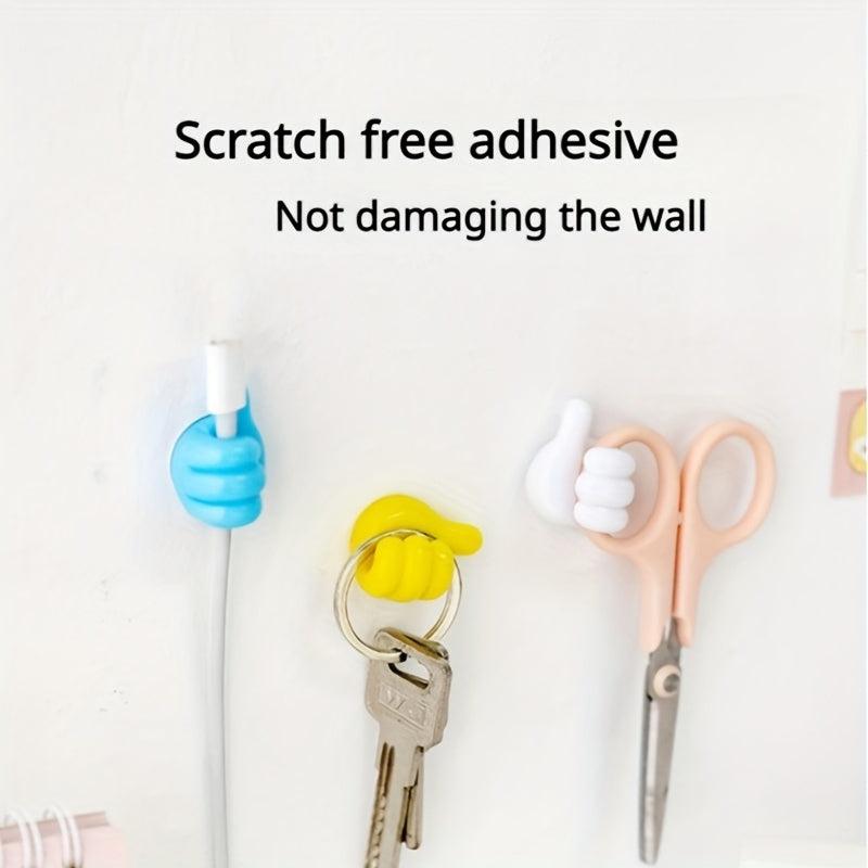 10pcs Plastic Thumb Hook Self Adhesive Cable Wire Fixing Multiuse Hook