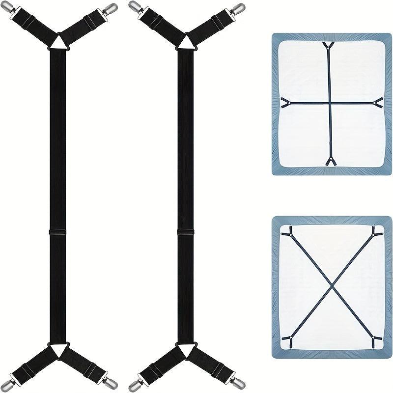 2pcs Sheet Fixer Adjustable Criss Cross Sheet Clip Elastic Sheet Strap